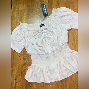 Women’s M Steampunk Victorian Blouse Half Sleeve Boho Off Shoulder Peasant Tops